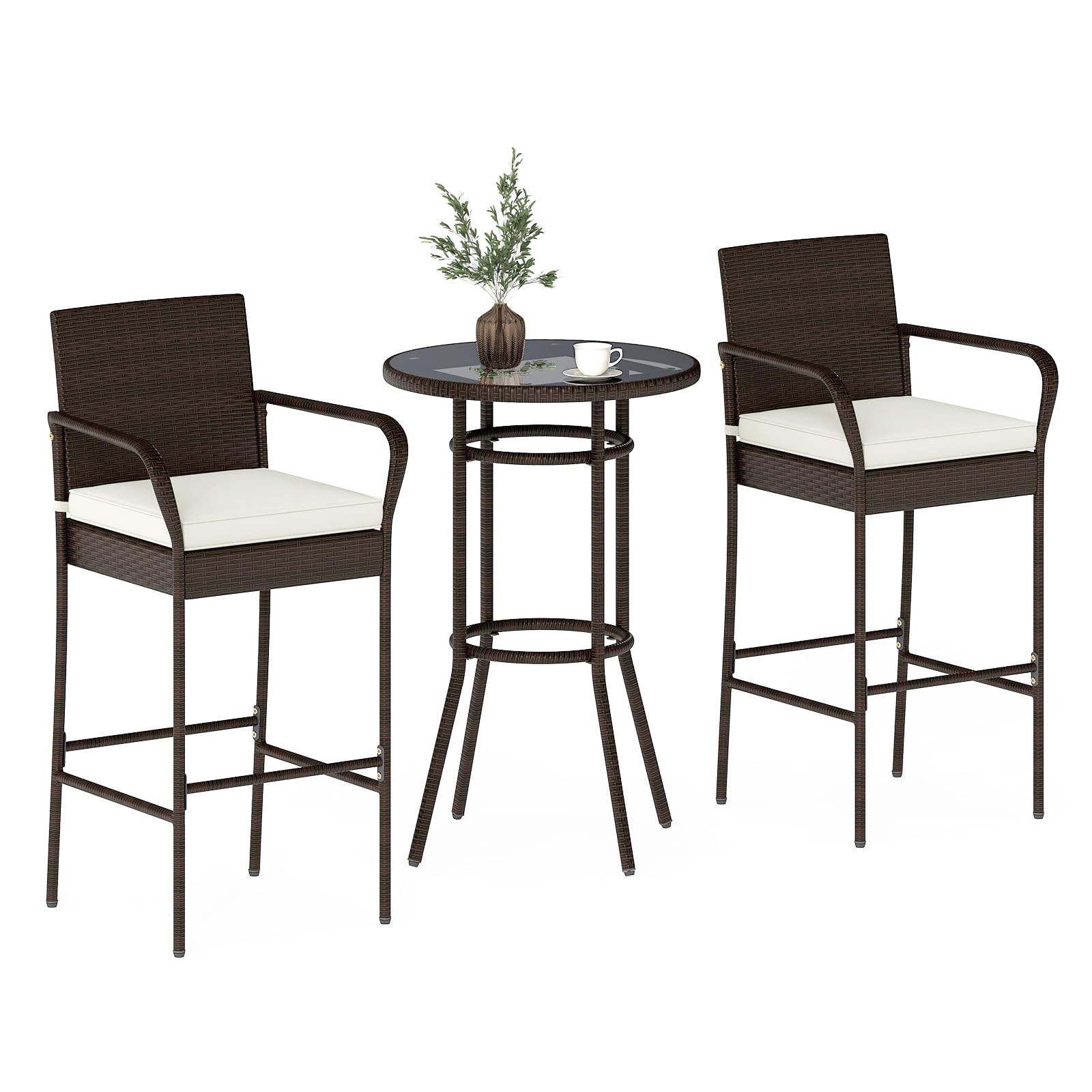 Tangkula 3 Piece Outdoor Bar Set for Porch